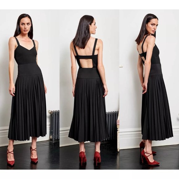 La Ligne Dresses & Skirts - SALE !!! La ligne pleated wool blend A line open back midi dress FINAL PRICE